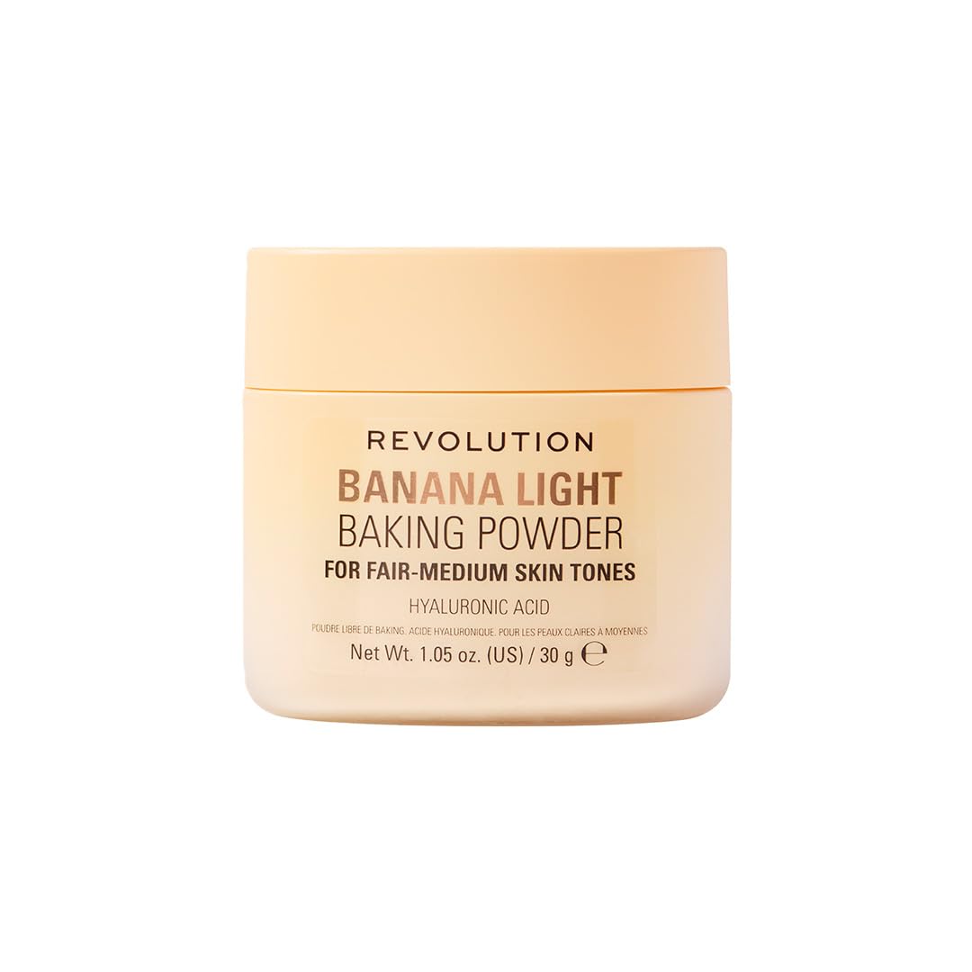 Revolution Beauty, Loose Baking Powder, Makeup Setting Powder, Long Lasting Coverage, Mattifies & Reduces Shine, Banana, 1.12 Oz