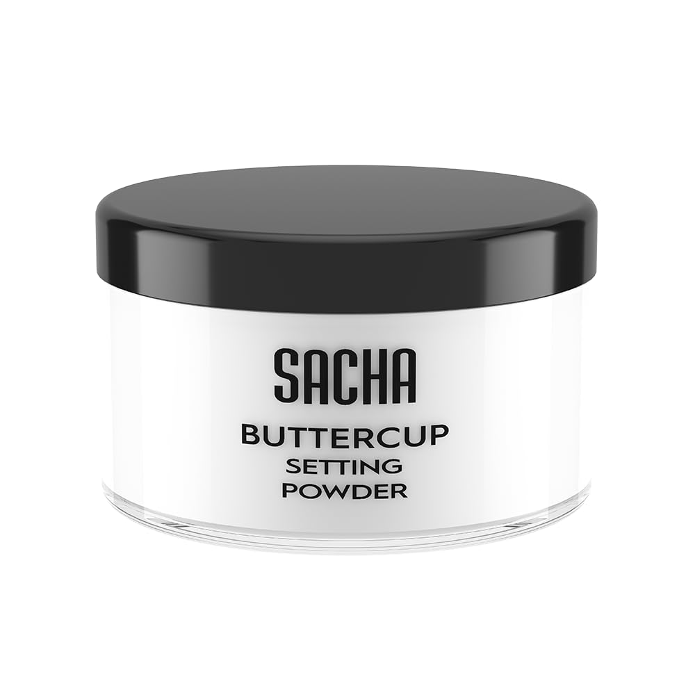 Sacha Buttercup Setting Powder – Medium to Deep Skin Tones Translucent Loose Face Powder, Flashback-Resistant, Oil Control, Long-Wear Matte Finish (1.75 oz)
