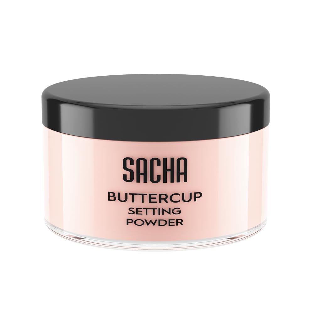 Sacha Buttercup Setting Powder – Medium to Deep Skin Tones Translucent Loose Face Powder, Flashback-Resistant, Oil Control, Long-Wear Matte Finish (1.75 oz)