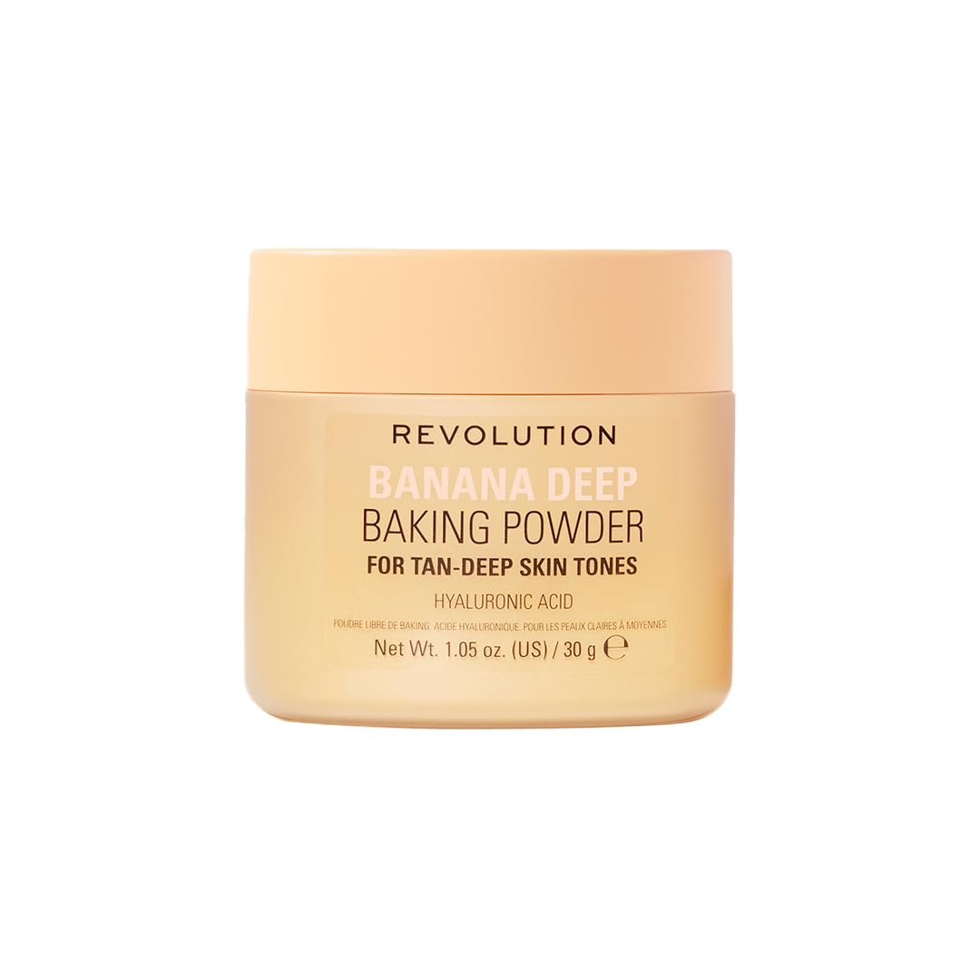 Revolution Beauty, Loose Baking Powder, Makeup Setting Powder, Long Lasting Coverage, Mattifies & Reduces Shine, Banana, 1.12 Oz