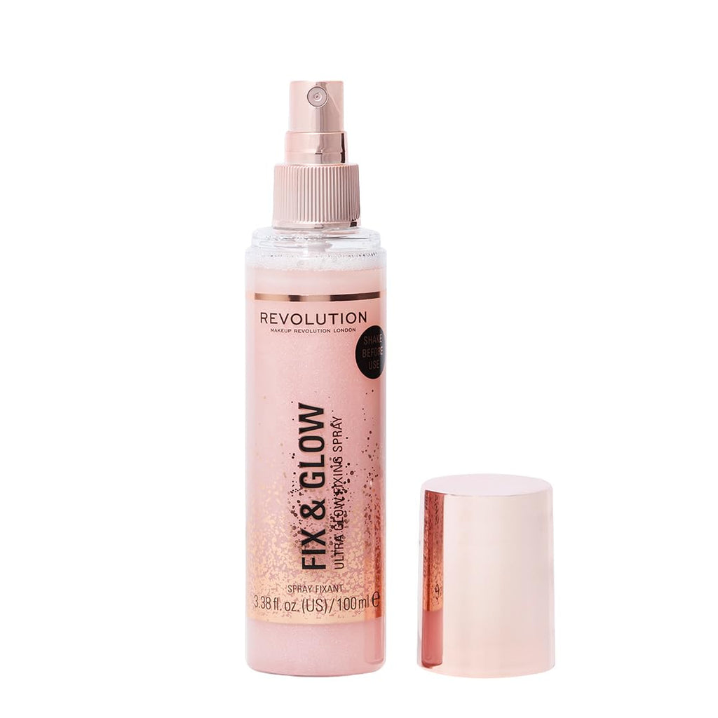 Makeup Revolution Fix & Glow Fixing Spray, Illuminating & Hydrating, Vegan & Cruelty-Free, 3.38 Fl Oz