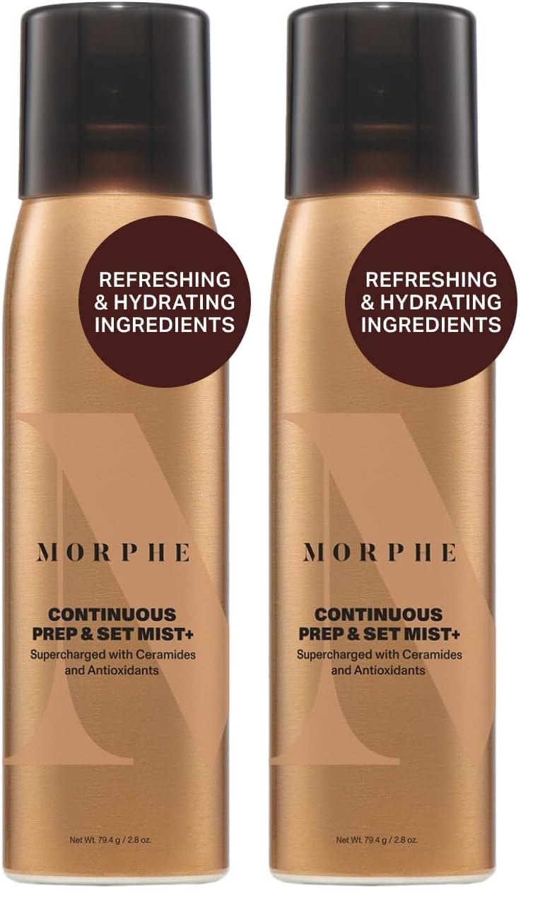 Morphe Continuous Prep & Set Setting Spray - Hydrating Setting Spray for Makeup & Skin Prep - Enriched with Ceramides and Antioxidants for a Radiant Finish (2.8 oz)