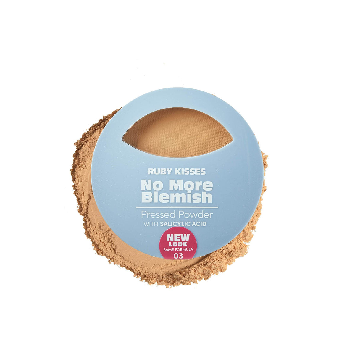 Ruby Kisses No More Blemish Face Powder with Salicylic Acid Korean Makeup Matte Finish Full Coverage Pressed Powder (Toffee)