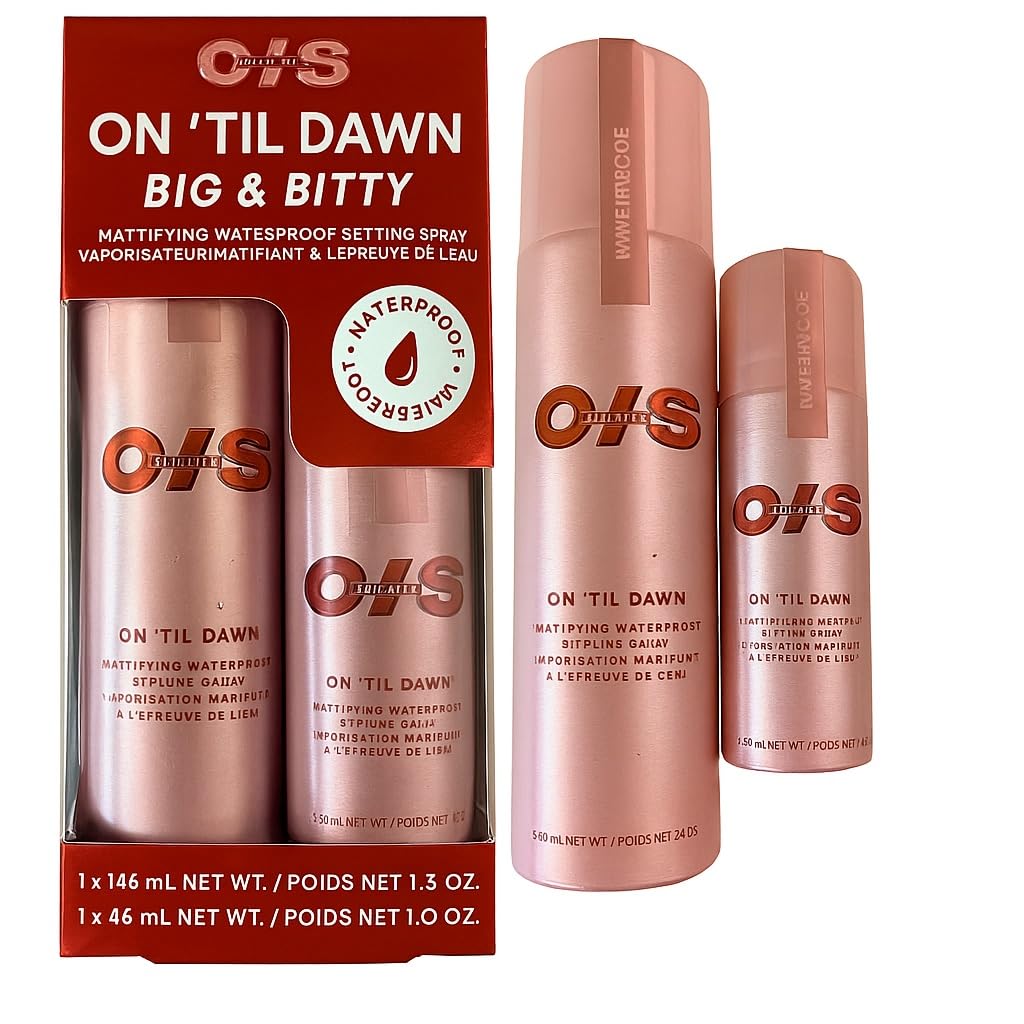 On ’Til Dawn Big & Bitty Mattifying Waterproof Setting Spray Duo – Includes Full Size (3.4 fl. oz / 146 mL) and Travel Size (1.0 fl. oz / 46 mL)