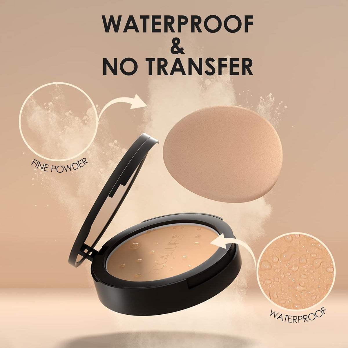 FOCALLURE Flawless Pressed Powder - Shine Control & Pore Blurring, Sand