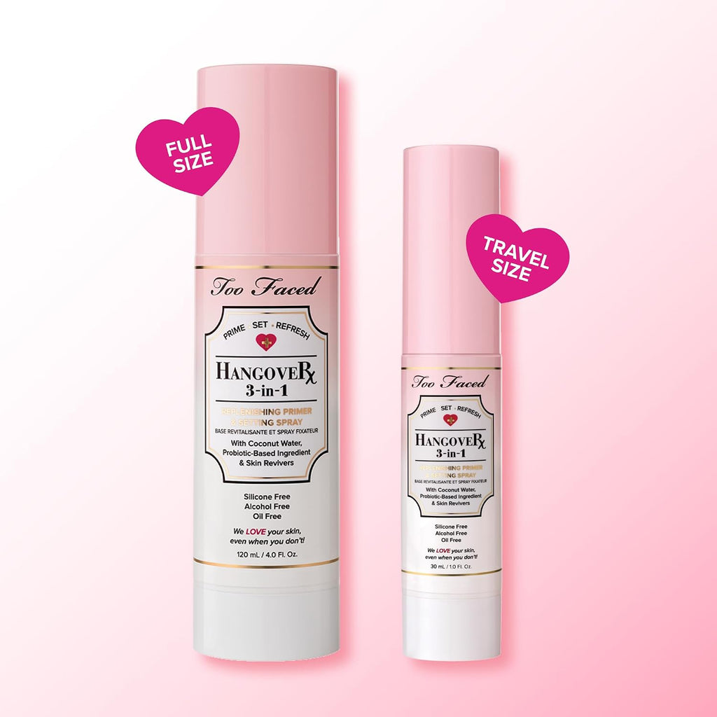 Too Faced Hangover 3-in-1 Primer & Setting Spray | Soothing & Hydrating Setting Spray for Face Makeup | Coconut Water