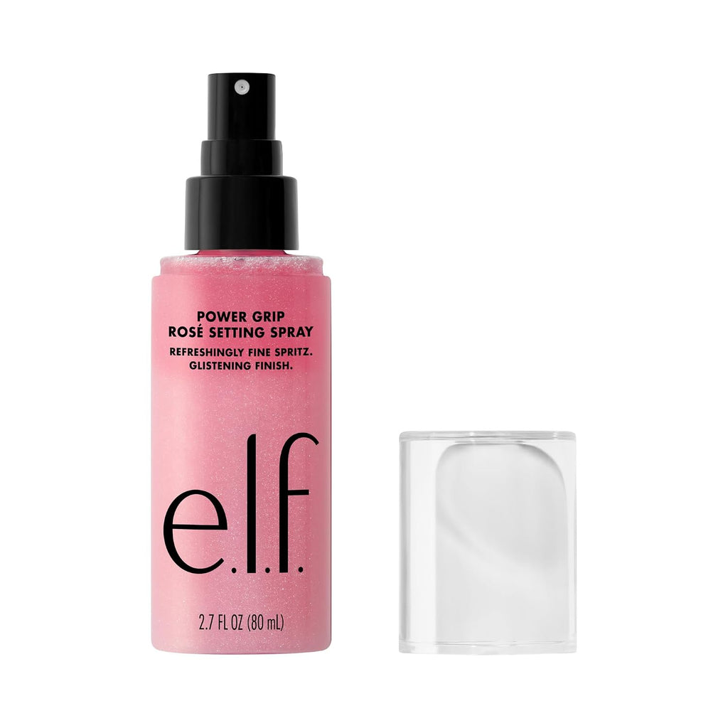 e.l.f. Power Grip Rosé Setting Spray, Bright & Glassy Finish, Pearl Powder