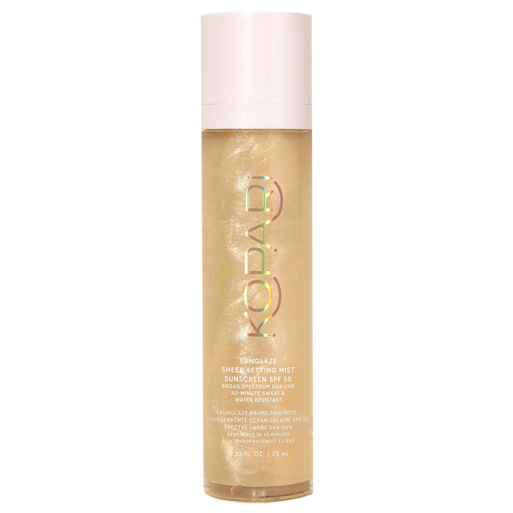Kopari Sunglaze Sheer Setting Mist Sunscreen SPF 50, Weightless, Fast Drying, Ultra-Fine Setting Spray, Made With Hyaluronic Acid, Sets Makeup For A Hydrated, Dewy Finish, 2.53 fl oz