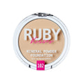 Ruby Kisses Mineral Pressed Powder Foundation, Medium to Full Coverage Natural Finish 0.35 Ounce (Cognac)