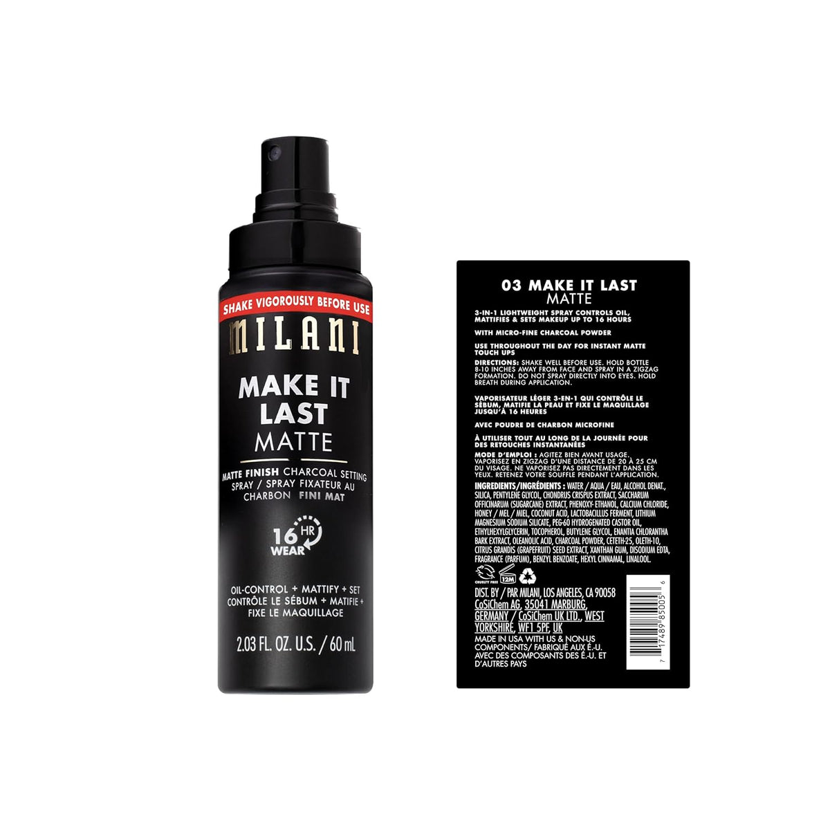 Milani Make It Last Matte Setting Spray for Makeup - Oil Absorbing Spray