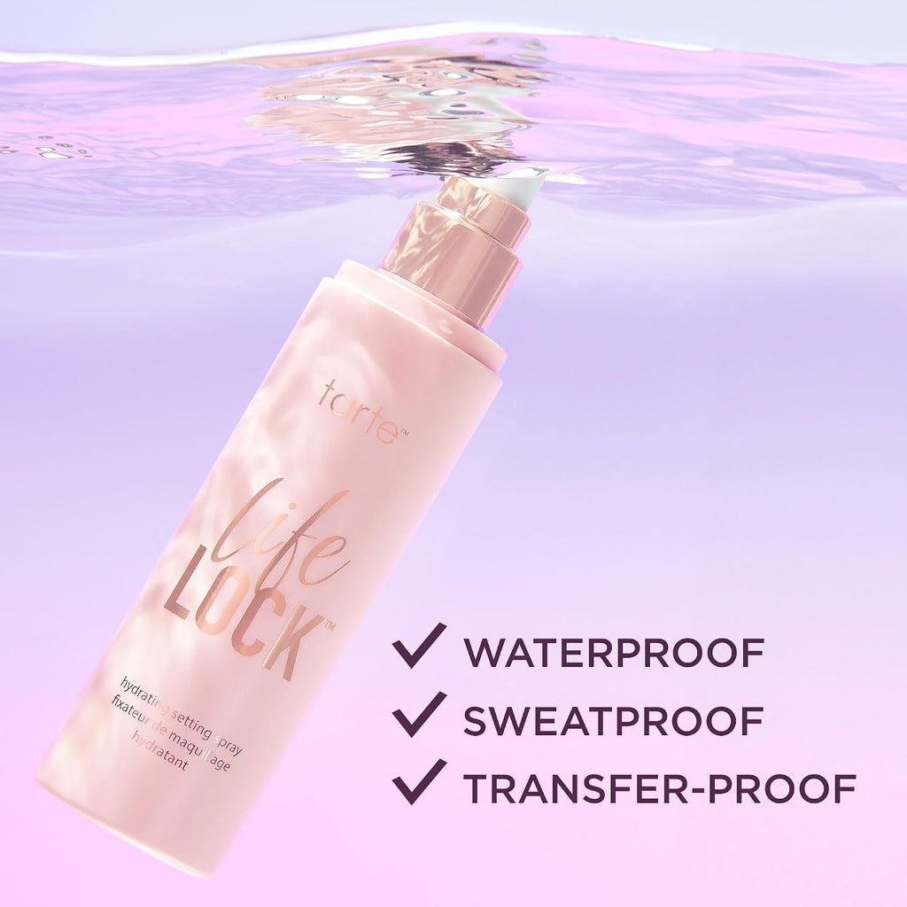 tarte Life Lock Hydrating Setting Spray – 10-in-1 Weightless Mist with Hyaluronic Acid to Hydrate & Lock Long-Lasting Makeup, Waterproof, Sweatproof & Transfer-Resistant, Vegan & Cruelty Free