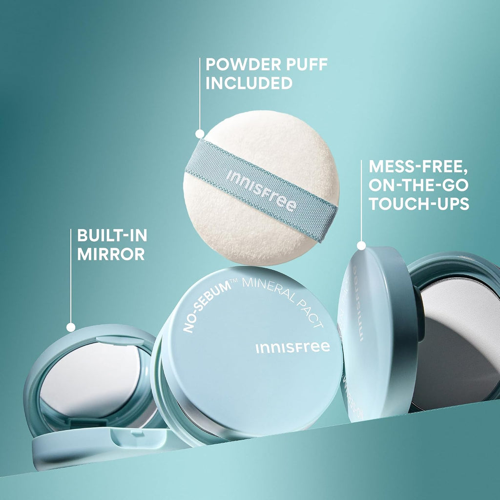 innisfree No Sebum Matte Mineral Powder | Korean Loose Setting Powder for Oil & Shine Control | Blurs Fine Lines & Imperfections | Lightweight, Natural Finish | Available In Jumbo & Pressed Powder