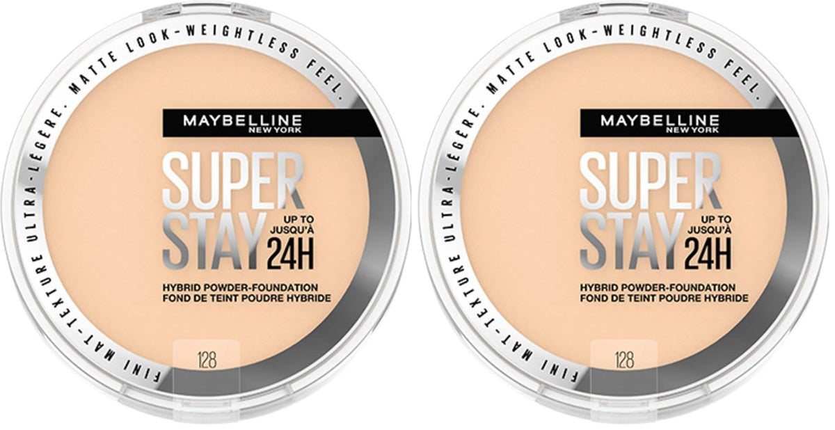 Maybelline Super Stay Up to 24HR Hybrid Powder-Foundation, Medium-to-Full Coverage Makeup, Matte Finish, 220, 1 Count