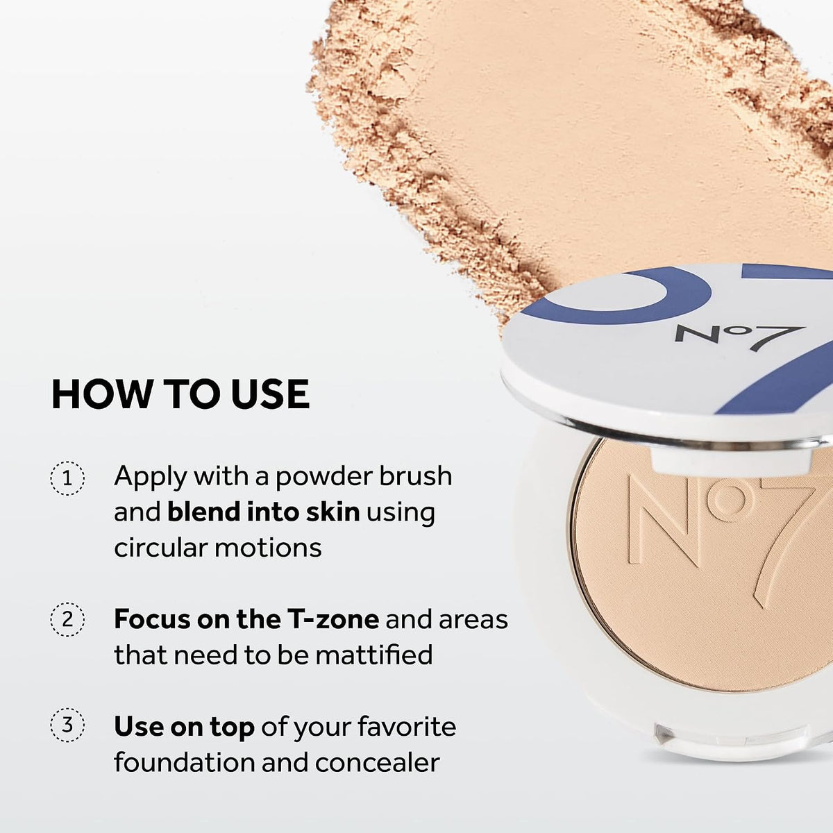 No7 Lift & Luminate Triple Action Face Powder, Light, 10g