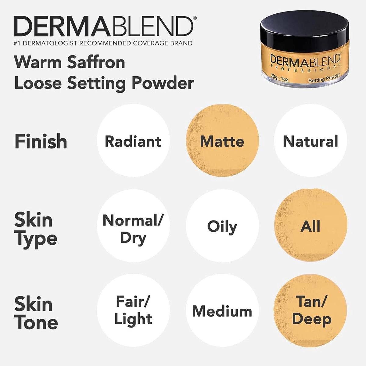 Dermablend Loose Setting Powder, Warm Saffron, 1 oz