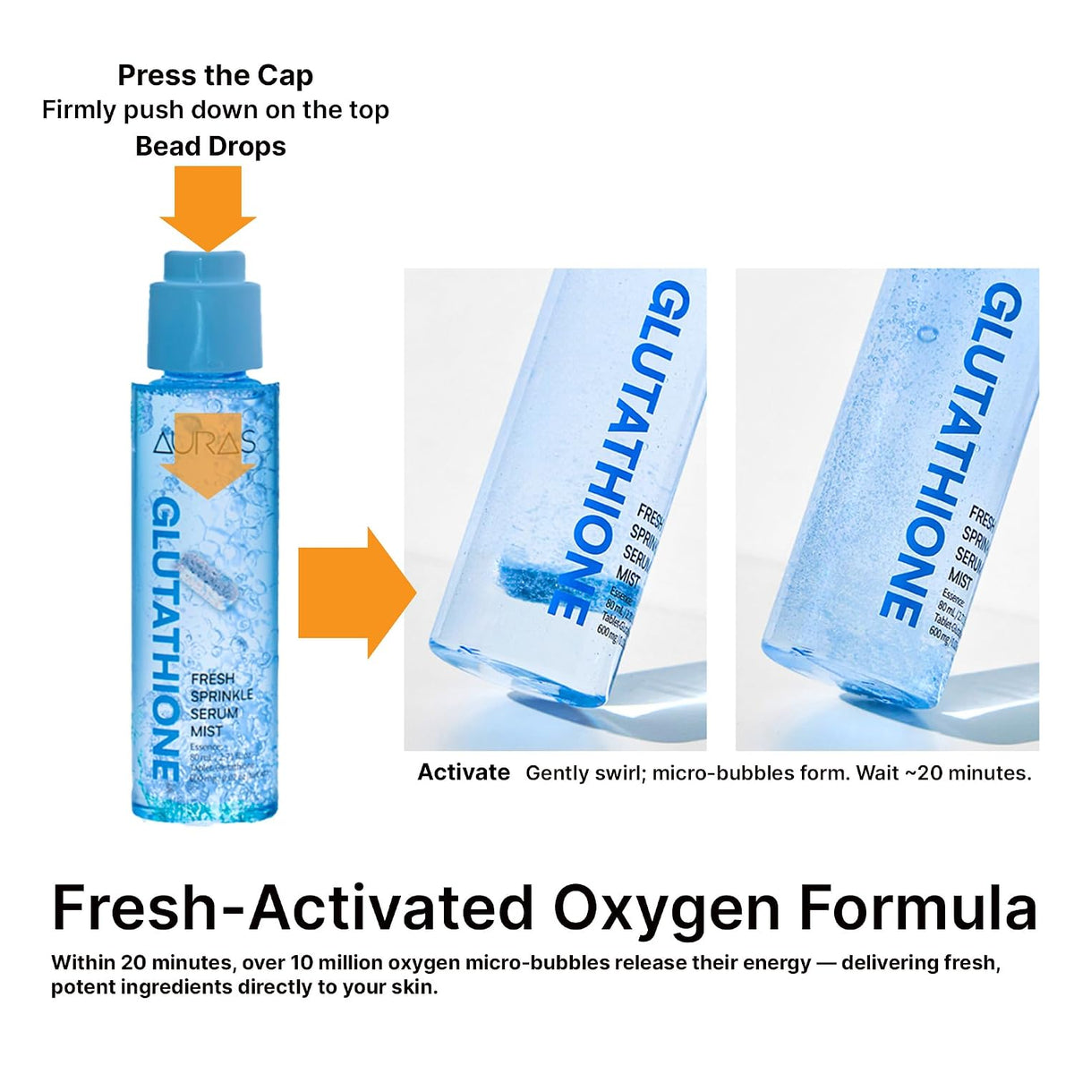 Auras Collagen Firming Mist K-Beauty | Fresh Activated Oxygen Formula Hydrating Spray Serum with Collagen Peptides, Korean Skincare Serum & Setting Mist for Dry, Aging Skin, 3.4 fl oz