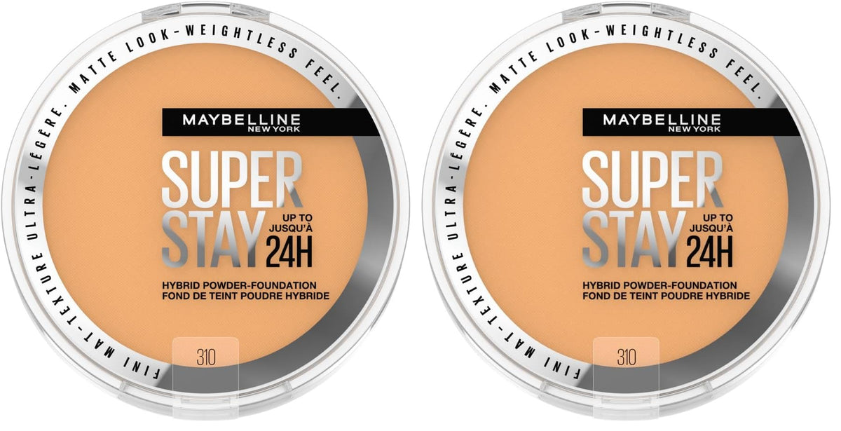 Maybelline Super Stay Up to 24HR Hybrid Powder-Foundation, Medium-to-Full Coverage Makeup, Matte Finish, 220, 1 Count