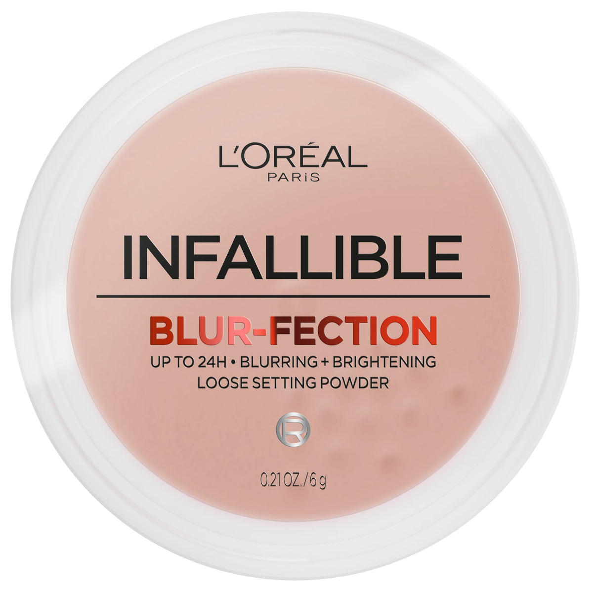 L'Oreal Paris Infallible Blur-fection Longwear Loose Setting Powder, Blurring Face Powder With Up to 24HRs of Wear, Brightening Light Pink, 1 Kit