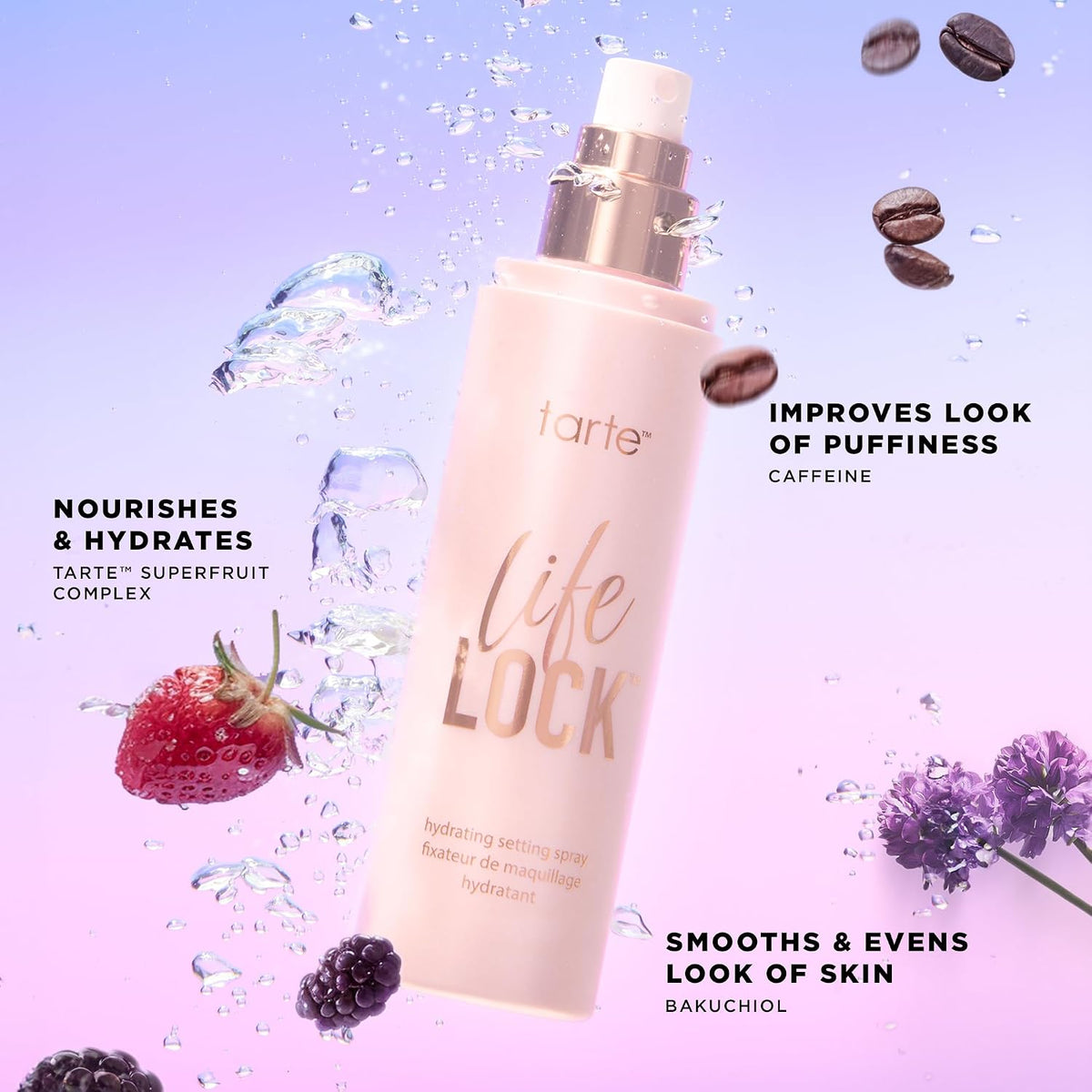 tarte Life Lock Hydrating Setting Spray – 10-in-1 Weightless Mist with Hyaluronic Acid to Hydrate & Lock Long-Lasting Makeup, Waterproof, Sweatproof & Transfer-Resistant, Vegan & Cruelty Free
