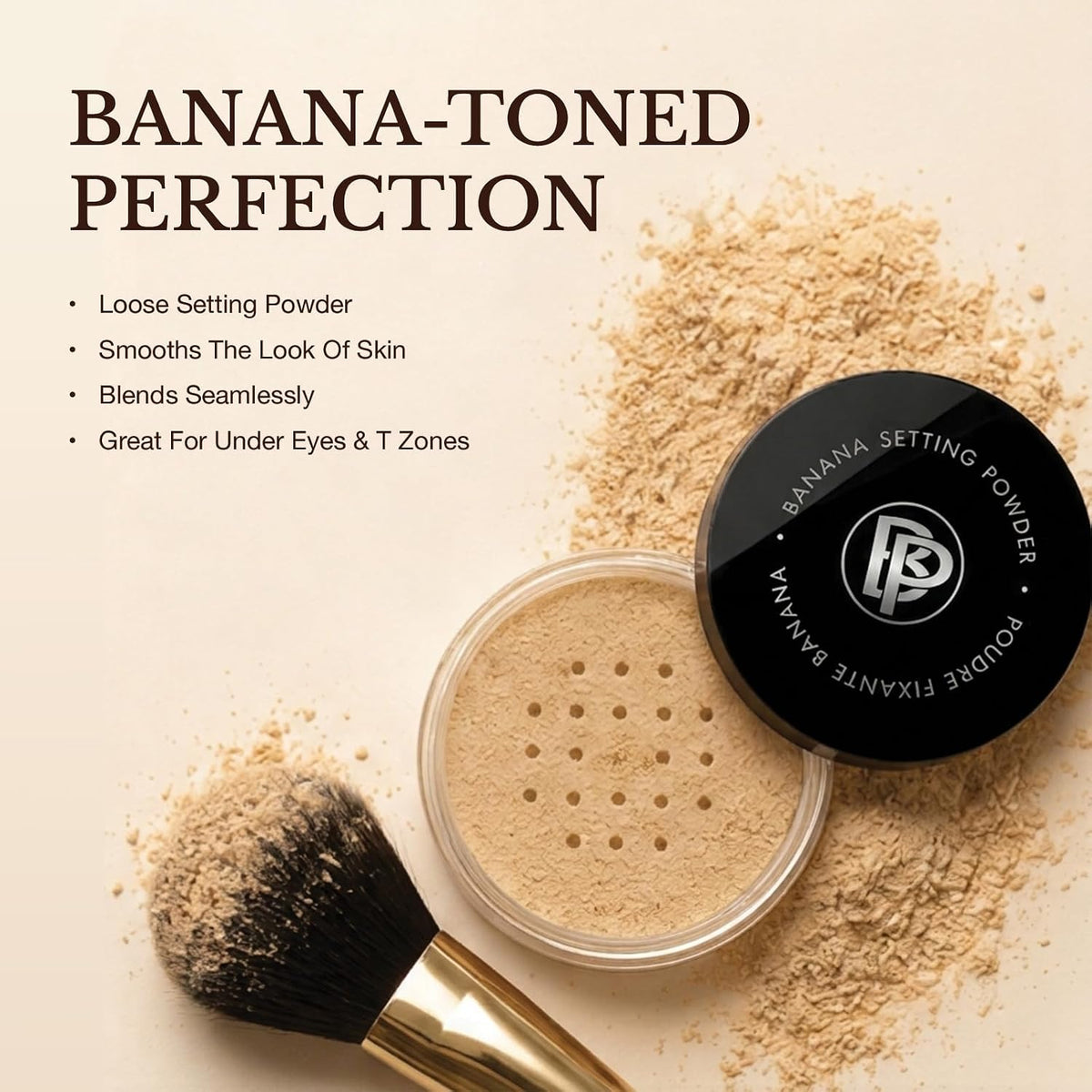 Bellapierre Banana Setting Powder – Color-Correcting Brightening Powder, Matte Finishing Tint, Translucent Under-Eye Baking Makeup, Lightweight Talc-Free Formula - Medium - 0.14 Oz