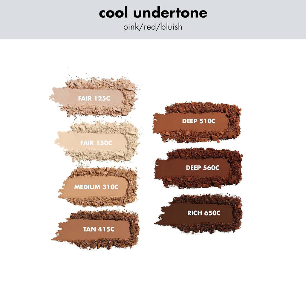 e.l.f. Camo Powder Foundation, Lightweight, Primer-Infused Buildable & Long-Lasting Medium-to-Full Coverage Foundation, Fair 150 C