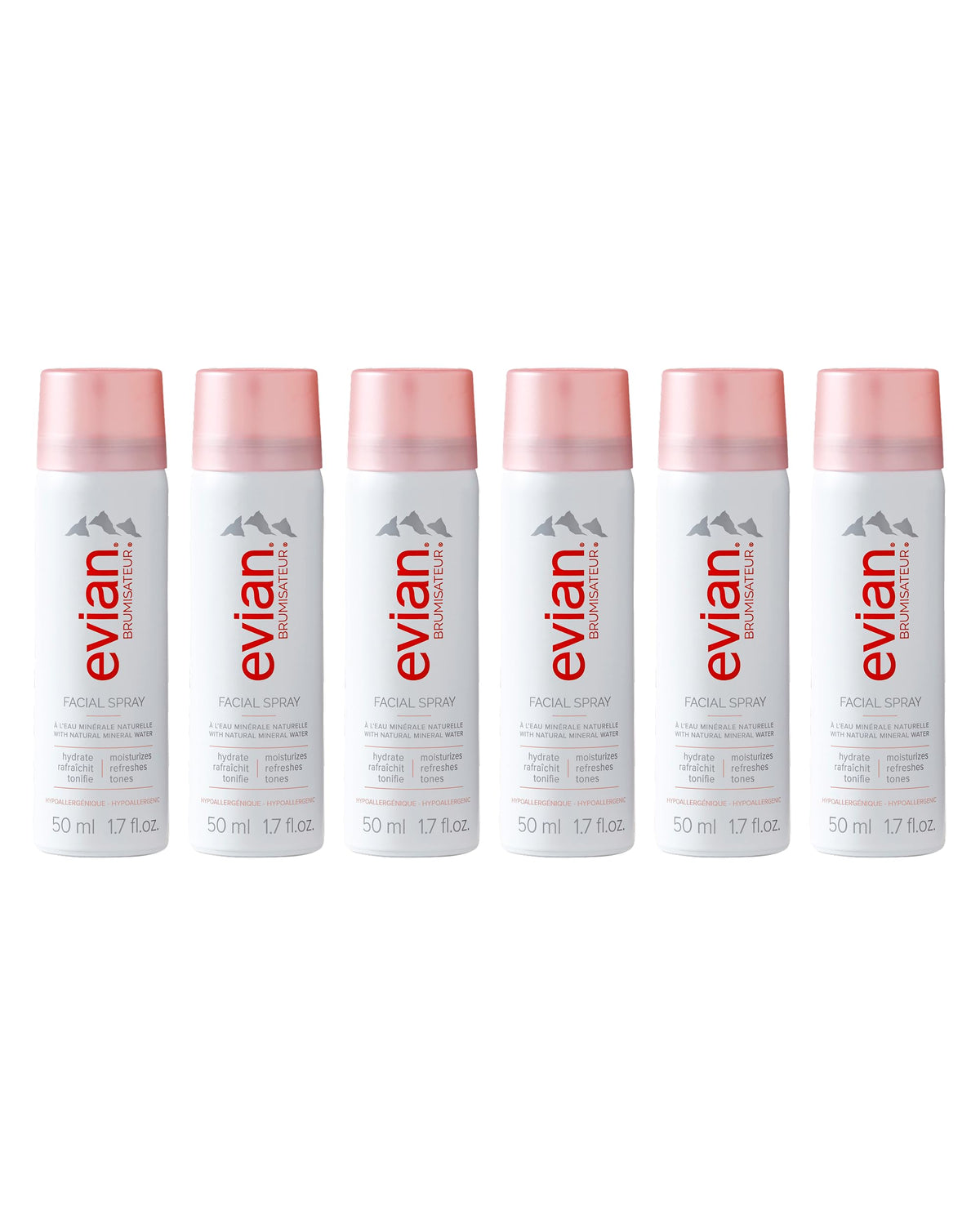 Evian Facial Spray 1.7 oz - Hydrating Mineral Water Mist for Face & Skin - Refreshes Makeup and Tones Skin - TSA-Approved Mini Facial Spray Set for Daily Skincare Hydration