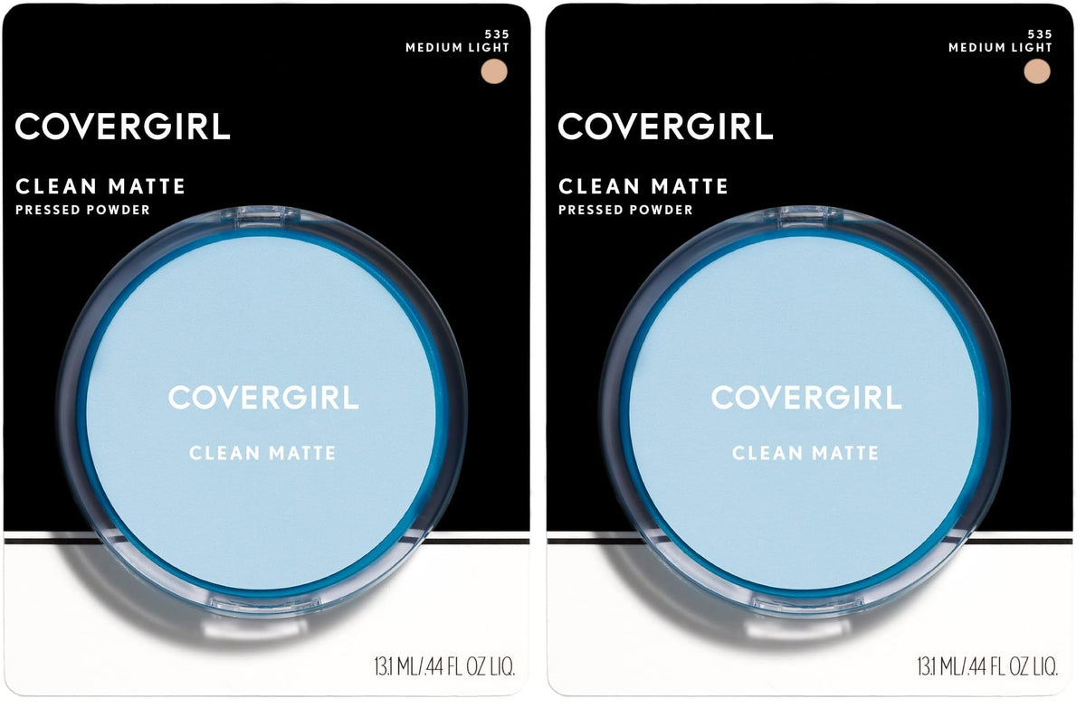 COVERGIRL Clean Matte Pressed Powder, Medium Light 535, 0.35 Oz, Pack of 1 (Packaging May Vary)
