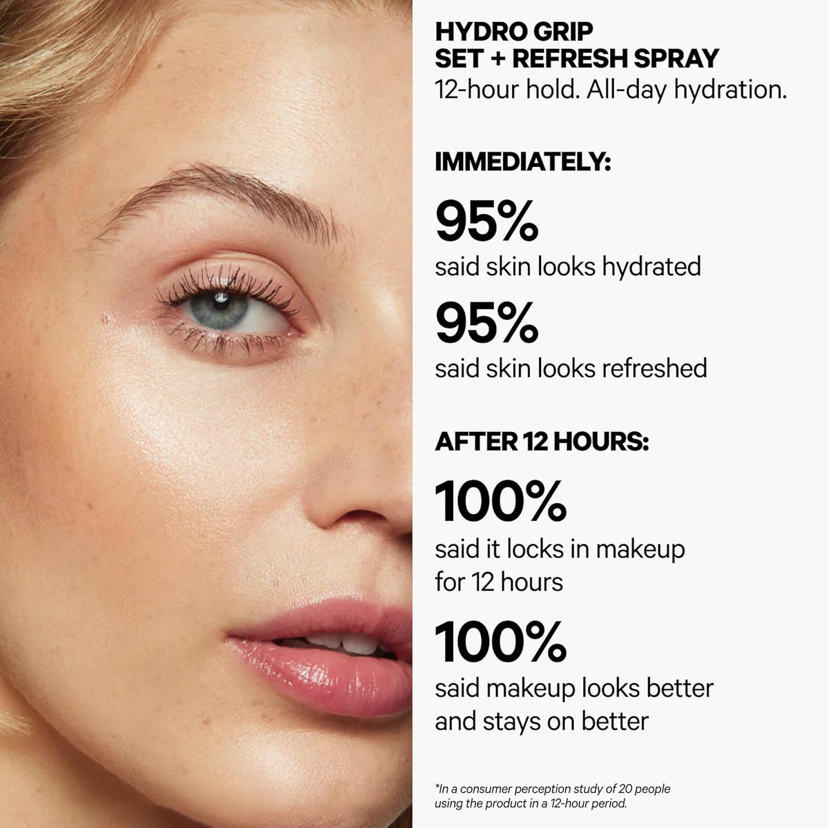 Milk Makeup Hydro Grip Set + Refresh Spray with Hyaluronic Acid – Sets Makeup + Hydrates Skin for Up to 12 Hours – Long-Lasting, Alcohol-Free Facial Mist for Dewy, Radiant Skin