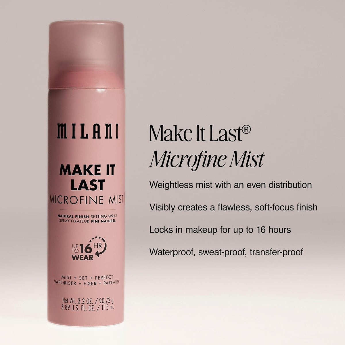 Milani Make It Last Microfine Mist Setting Spray for Makeup - 16 Hour Wear