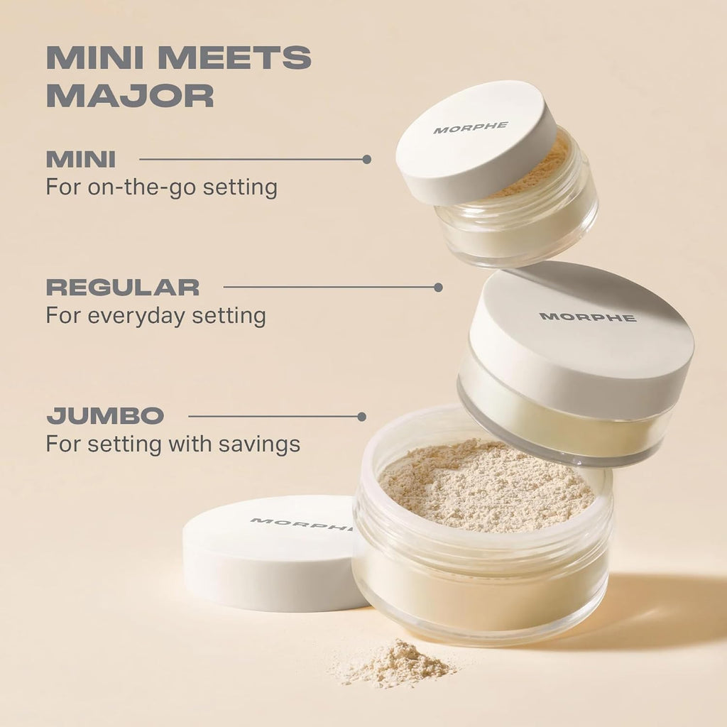 Morphe Jumbo Bake & Set Translucent Setting Powder - Lightweight, Talc-Free Finishing Powder for Face Makeup with a Soft, Natural Finish - Minimizes Shine for Up to 24HR - Translucent (0.62 oz)