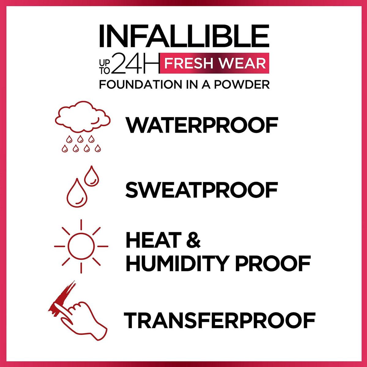 L'Oreal Paris Makeup Infallible Fresh Wear Foundation in a Powder, Up to 24H Wear, Waterproof, Porcelain, 0.31 oz. (Packaging May Vary)