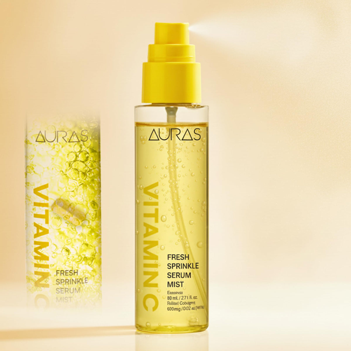 Auras Collagen Firming Mist K-Beauty | Fresh Activated Oxygen Formula Hydrating Spray Serum with Collagen Peptides, Korean Skincare Serum & Setting Mist for Dry, Aging Skin, 3.4 fl oz