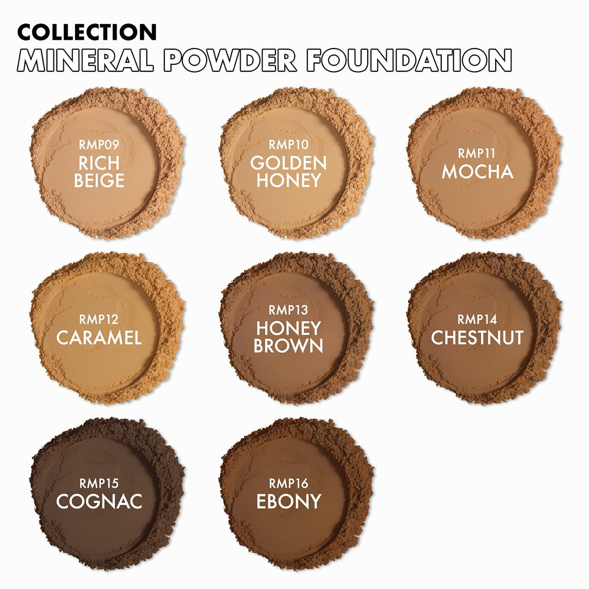 Ruby Kisses Mineral Pressed Powder Foundation, Medium to Full Coverage Natural Finish 0.35 Ounce (Cognac)