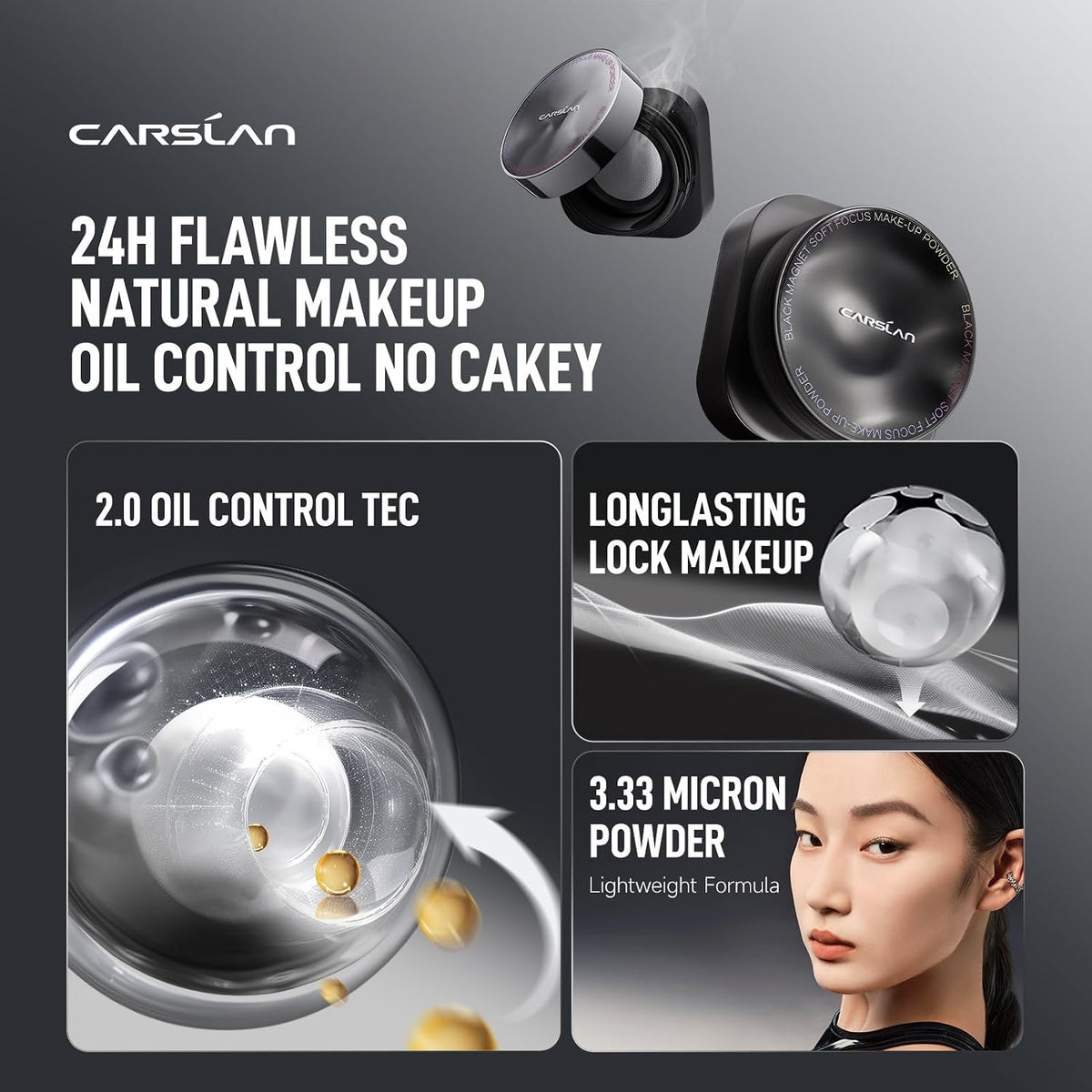 CARSLAN 2.0 Black Magnet Soft Focus Make Up Loose Powder For Oil Control