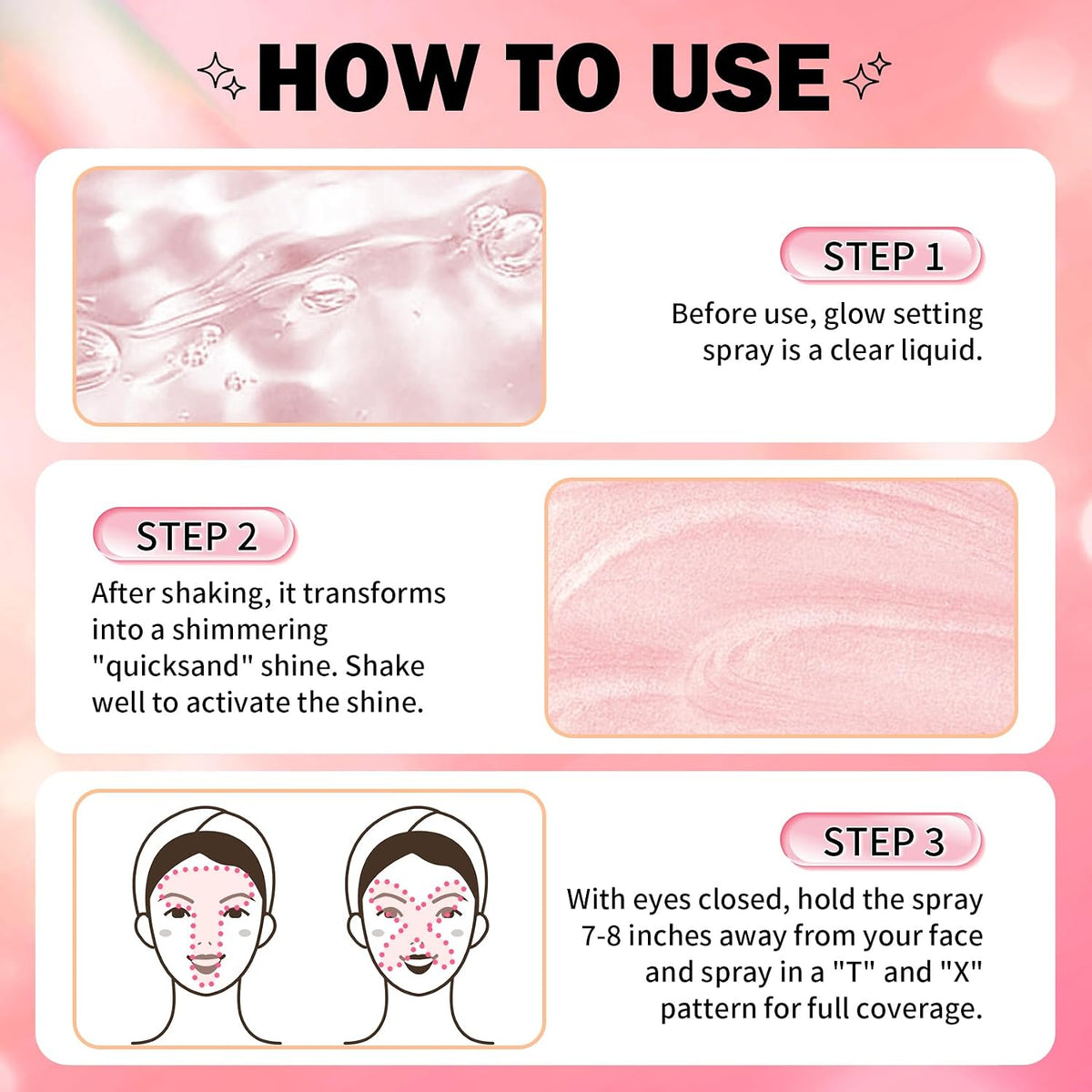 Glow Makeup Setting Spray, Shimmer Dewy Finish, Ultra-Fine 4 Fl Oz