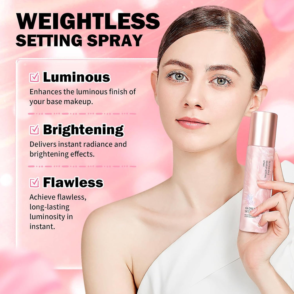 Glow Makeup Setting Spray, Shimmer Dewy Finish, Ultra-Fine 4 Fl Oz