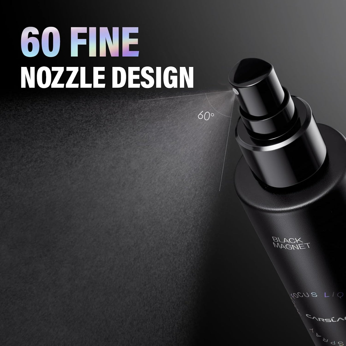 CARSLAN Black Magnet Liquid Powder Makeup Setting Spray, 16H Longlasting Oil Control Lock Face Makeup, Smudgeproof, Waterproof Finishing Spray, 100ml/3.4 Fl Oz
