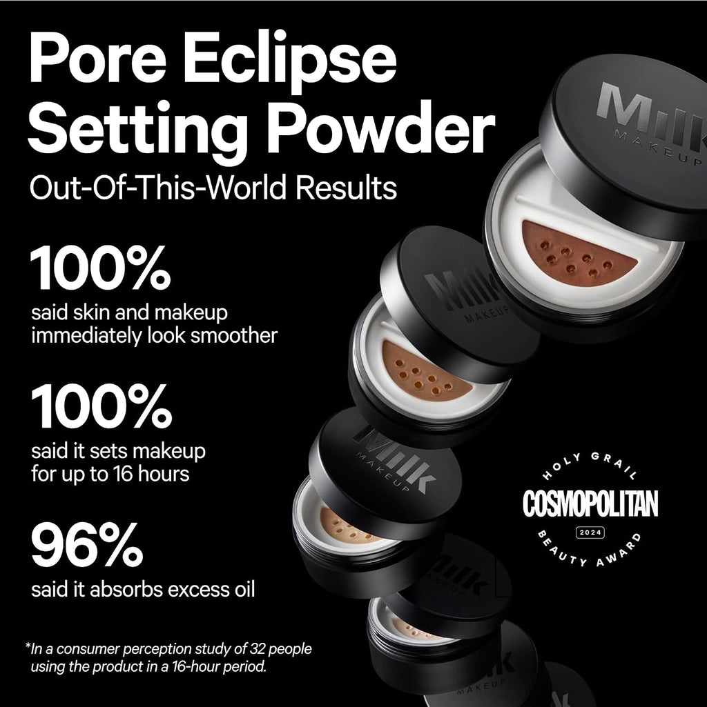 Milk Makeup Pore Eclipse Matte Translucent Setting Powder – Controls Shine, Blurs Pores + Sets Makeup Up to 16 Hours – Weightless, Talc-Free Formula with a Matte Finish