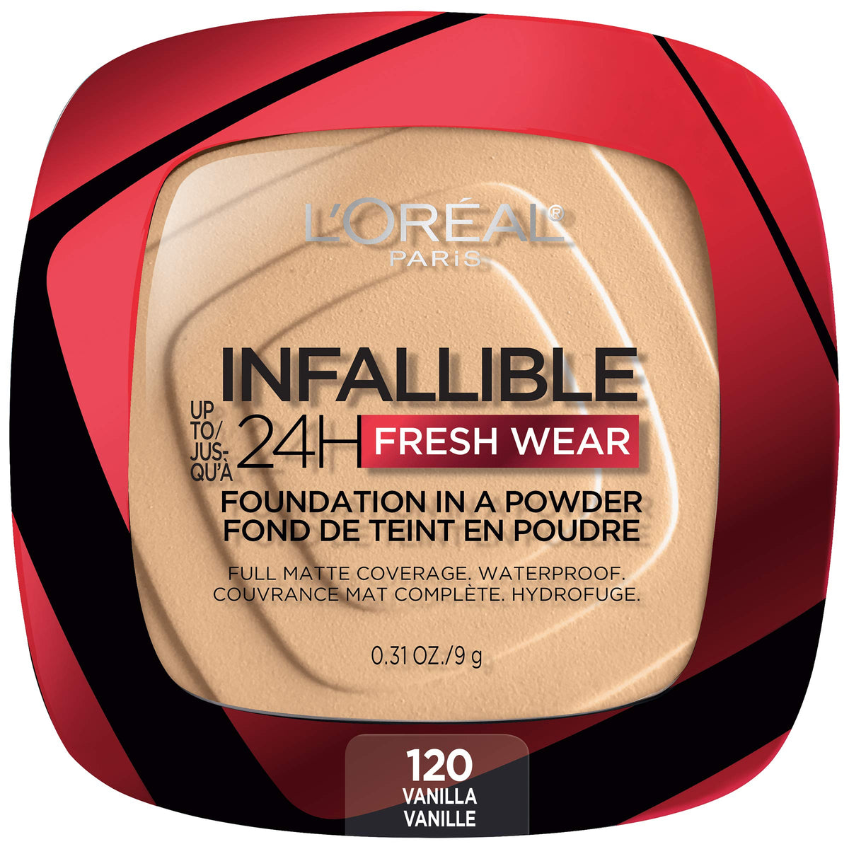 L'Oreal Paris Makeup Infallible Fresh Wear Foundation in a Powder, Up to 24H Wear, Waterproof, Porcelain, 0.31 oz. (Packaging May Vary)