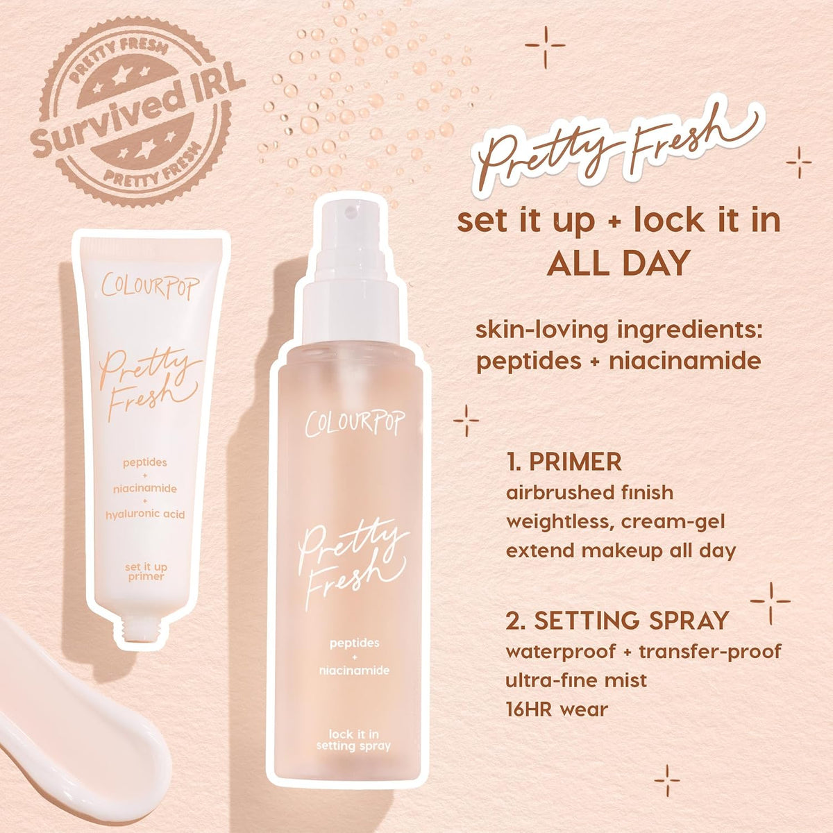 ColourPop Pretty Fresh Hydrating Setting Mist - Vegan Micro-Fine Makeup Finishing Spray with Hyaluronic Acid and Coconut Water for Dewy, Long-Lasting Wear - Lock It In (3.4 Fl Oz)