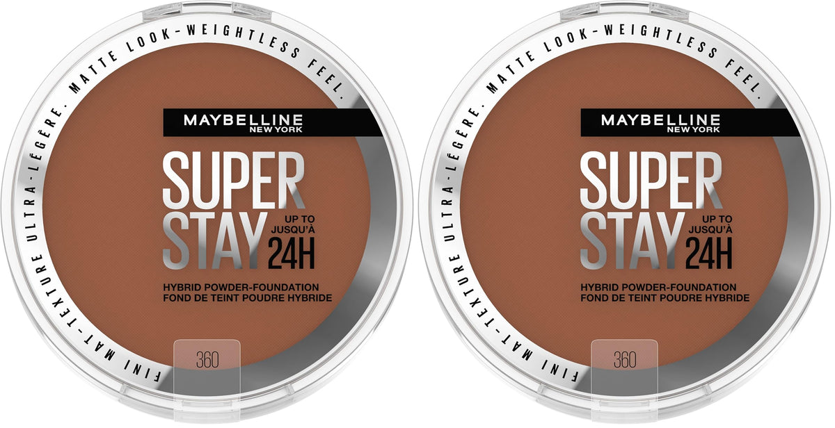 Maybelline Super Stay Up to 24HR Hybrid Powder-Foundation, Medium-to-Full Coverage Makeup, Matte Finish, 220, 1 Count