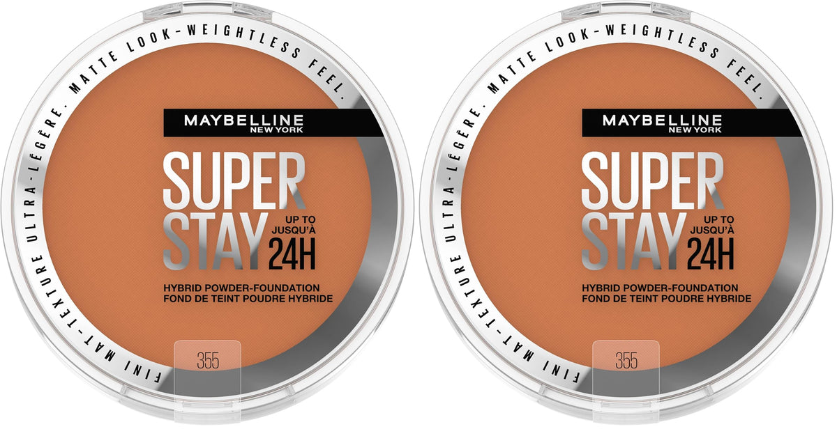 Maybelline Super Stay Up to 24HR Hybrid Powder-Foundation, Medium-to-Full Coverage Makeup, Matte Finish, 120, 1 Count