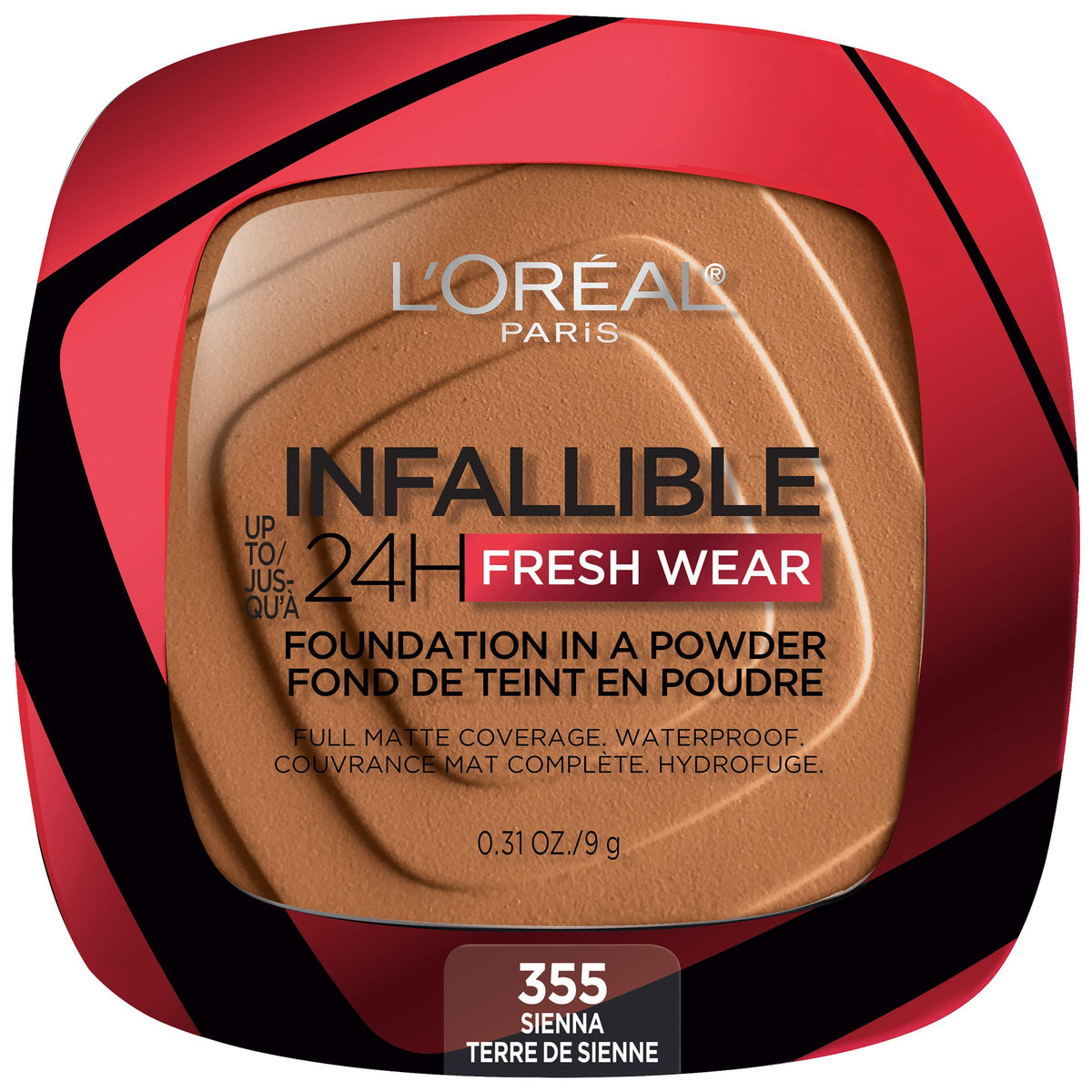 L'Oreal Paris Makeup Infallible Fresh Wear Foundation in a Powder, Up to 24H Wear, Waterproof, Porcelain, 0.31 oz. (Packaging May Vary)