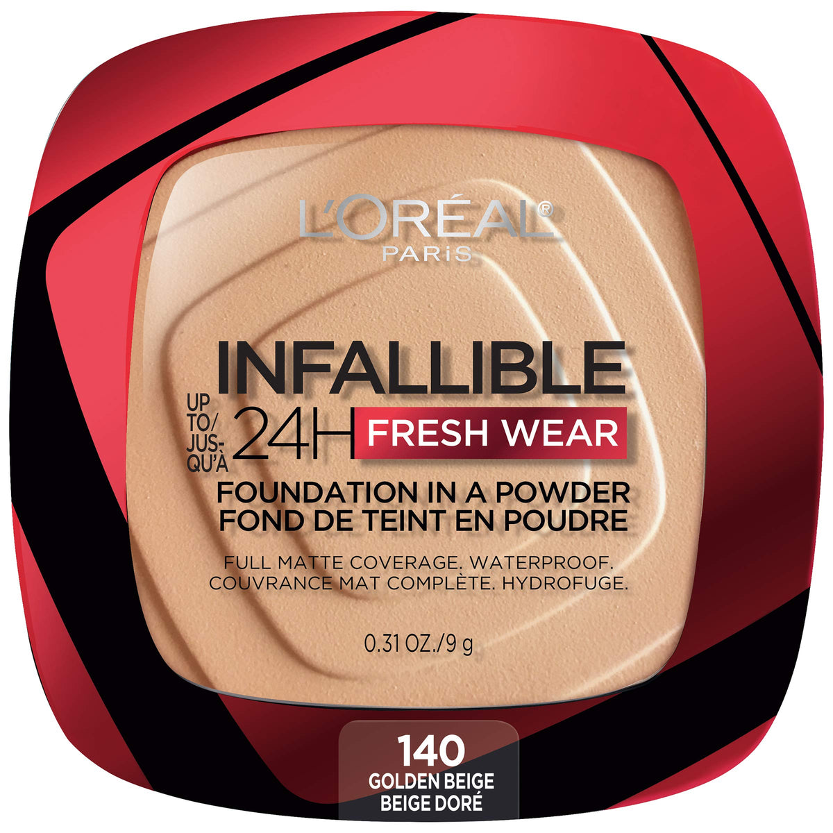 L'Oreal Paris Makeup Infallible Fresh Wear Foundation in a Powder, Up to 24H Wear, Waterproof, Porcelain, 0.31 oz. (Packaging May Vary)