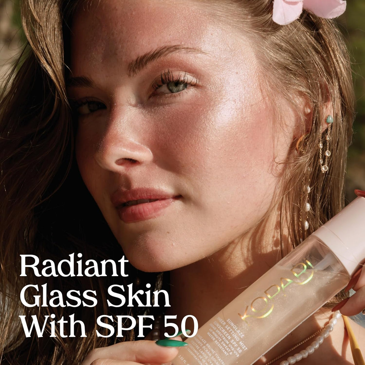 Kopari Sunglaze Sheer Setting Mist Sunscreen SPF 50, Weightless, Fast Drying, Ultra-Fine Setting Spray, Made With Hyaluronic Acid, Sets Makeup For A Hydrated, Dewy Finish, 2.53 fl oz
