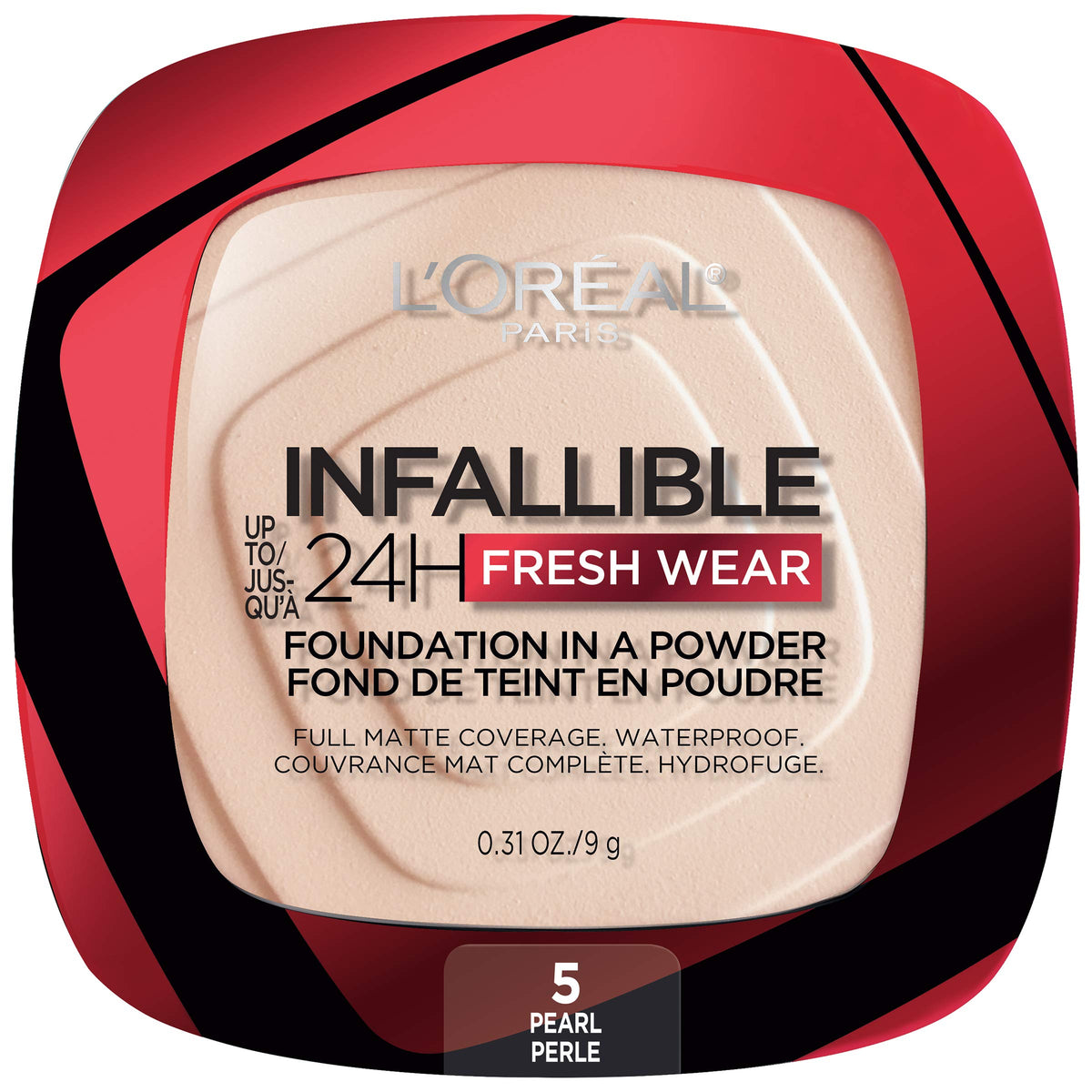 L'Oreal Paris Makeup Infallible Fresh Wear Foundation in a Powder, Up to 24H Wear, Waterproof, Porcelain, 0.31 oz. (Packaging May Vary)