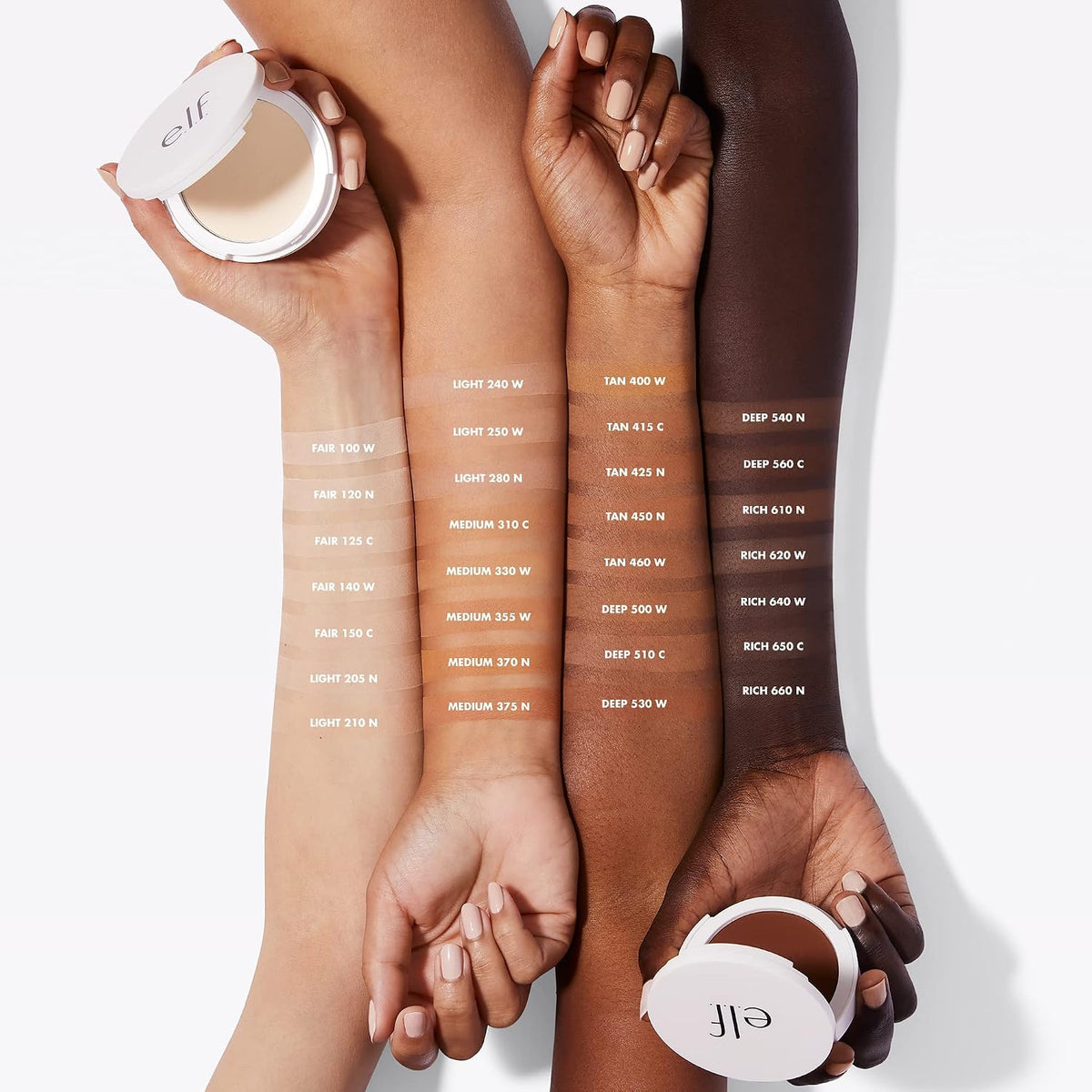e.l.f. Camo Powder Foundation, Lightweight, Primer-Infused Buildable & Long-Lasting Medium-to-Full Coverage Foundation, Fair 150 C