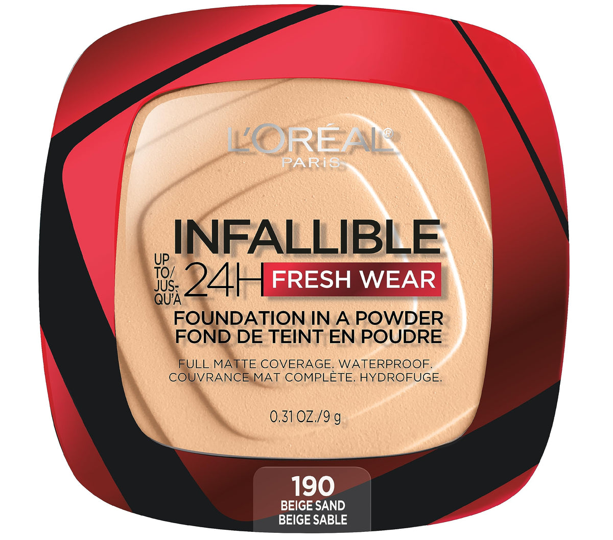 L'Oreal Paris Makeup Infallible Fresh Wear Foundation in a Powder, Up to 24H Wear, Waterproof, Porcelain, 0.31 oz. (Packaging May Vary)