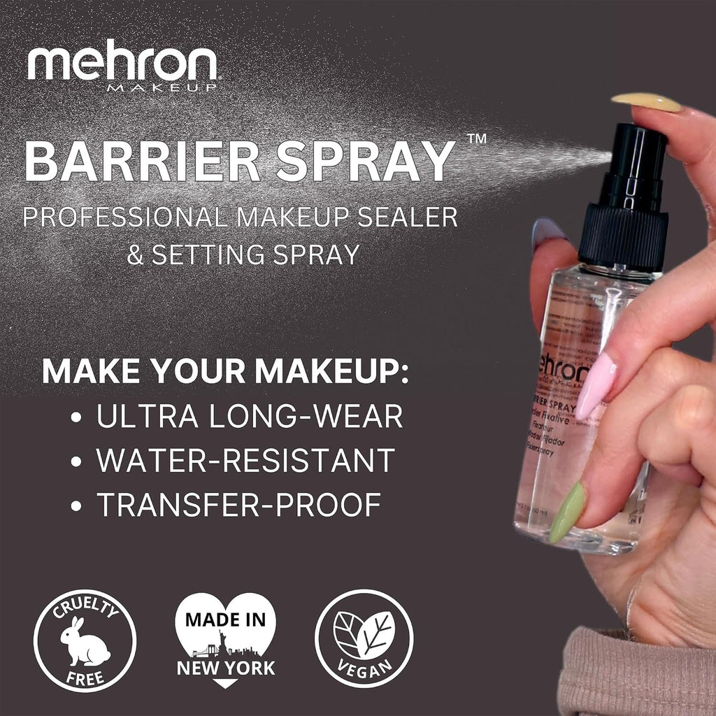 Mehron Makeup Barrier Spray - 1 Fl oz, Professional Makeup Setting Spray