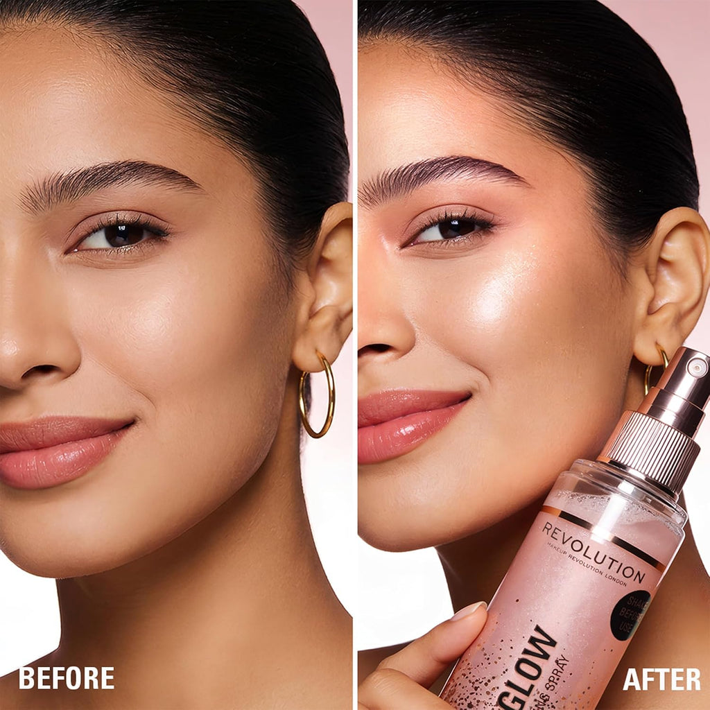 Makeup Revolution Fix & Glow Fixing Spray, Illuminating & Hydrating, Vegan & Cruelty-Free, 3.38 Fl Oz